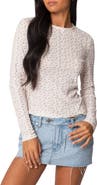 EDIKTED Emery Floral Print Pointelle Top