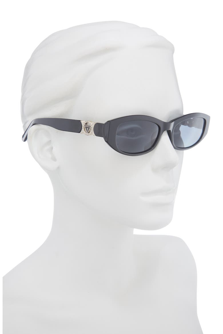 54mm Oval Sunglasses, Alternate, color, SHINY BLACK / SMOKE