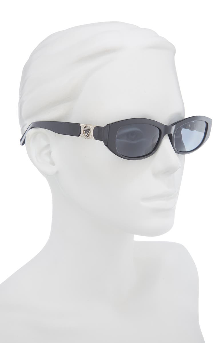 GUESS 54mm Oval Sunglasses, Alternate, color, Shiny Black / Smoke