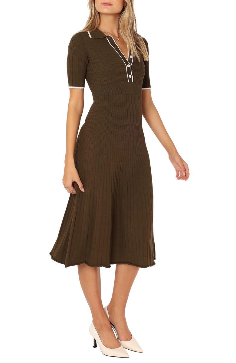 Petal & Pup Diana Short Sleeve Rib Midi Dress, Alternate, color, 