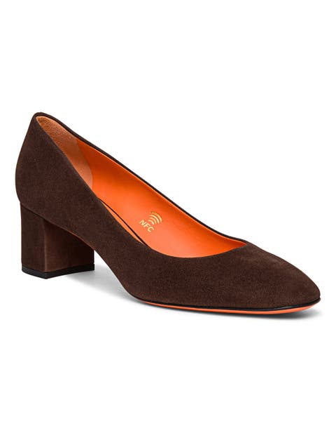 Women's suede low-heel pump
