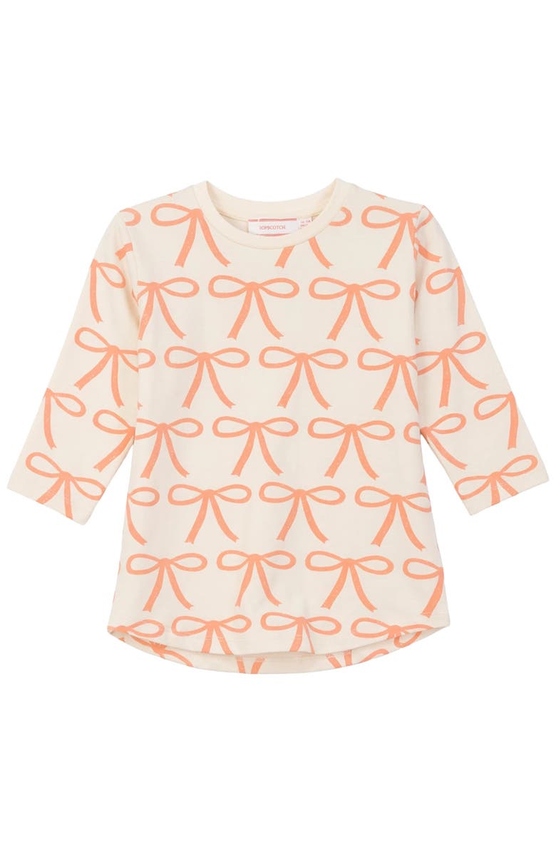 Hopscotch Bows Rib Neck Cotton Spandex Top, Main, color, Natural