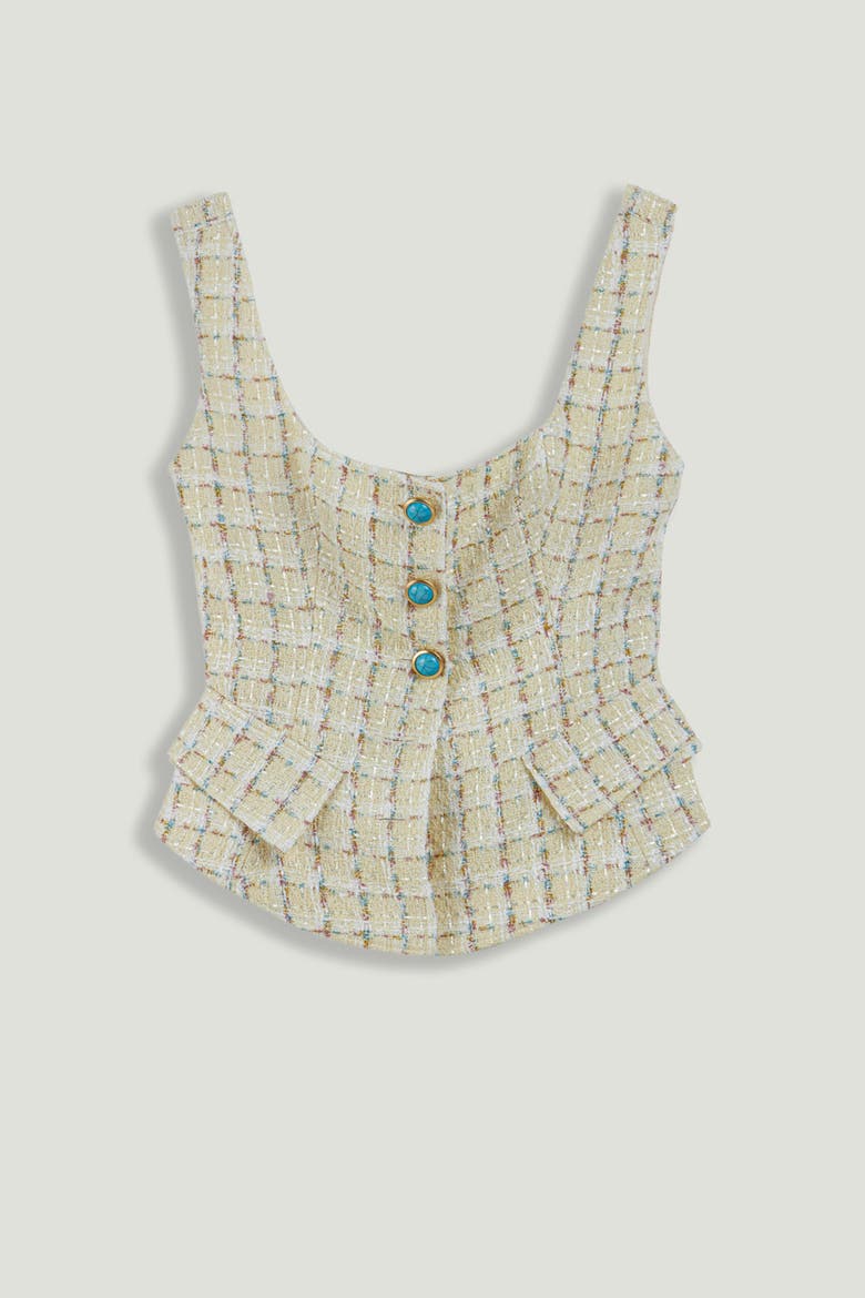 Button Accessory Tweed Bustier, Alternate, color, Multi-Colored