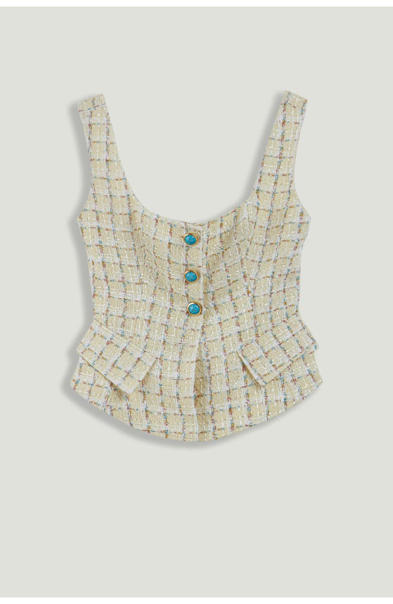 Nocturne Button Accessory Tweed Bustier, Alternate, color, Multi-Colored