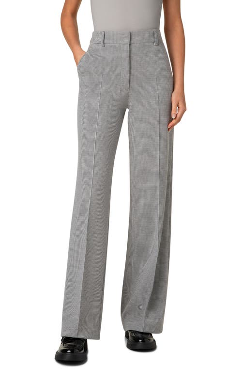 Akris Punto Chiaro Micro Houndstooth Jersey Straight Leg Pants In Black-cream