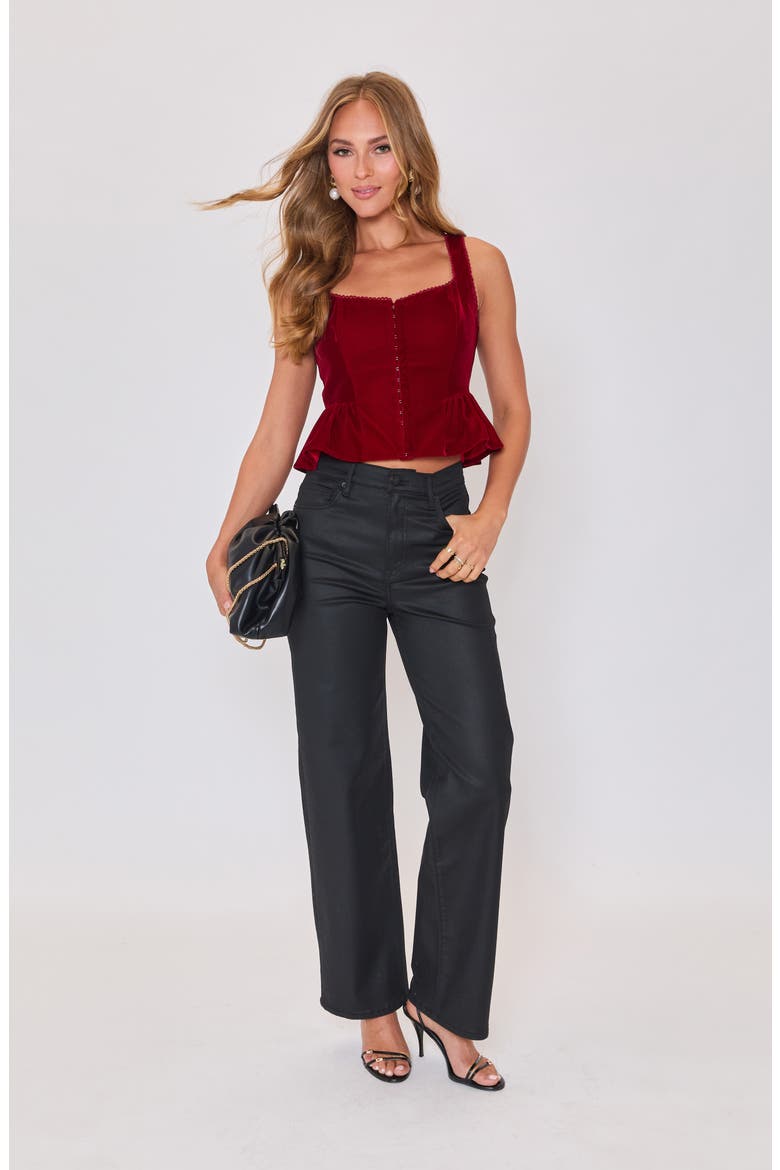 Velvet Peplum Top, Alternate, color, BURGUNDY