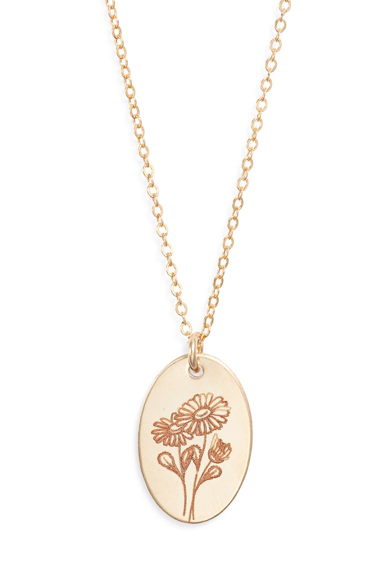 Louise Birth Flower Necklace, Main, color, GOLD / APRIL