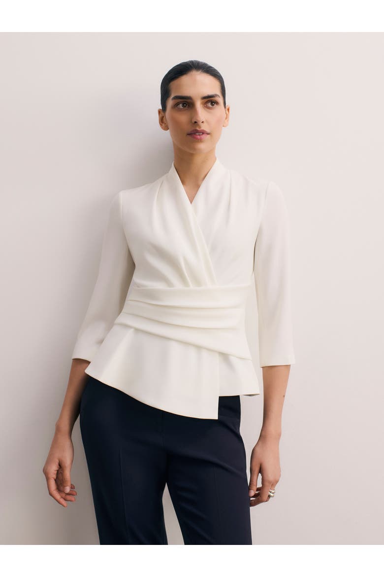 Belleville Draped Wrap Blouse, Main, color, Ivory