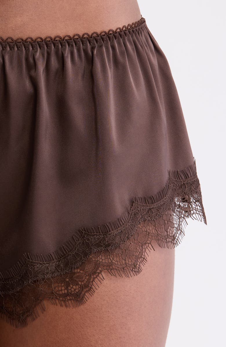 Kat The Label Sorrento Lace Trim Shorts, Alternate, color, Espresso