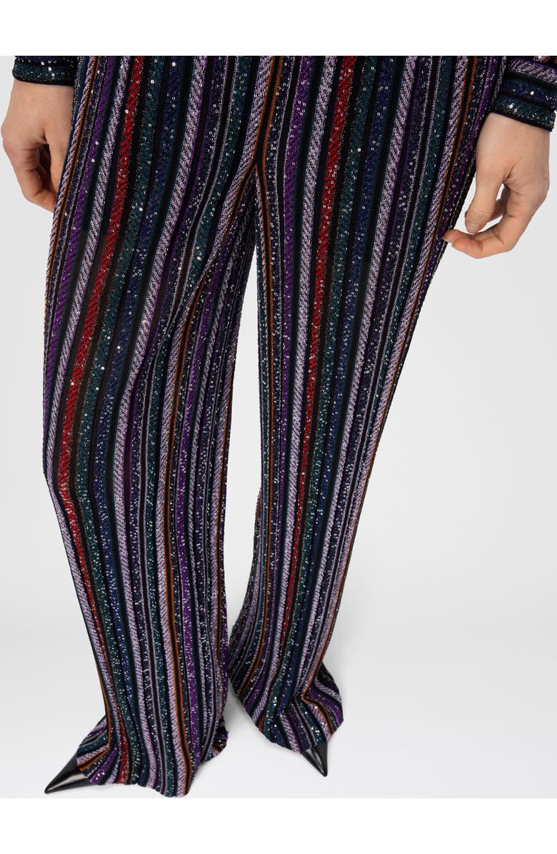 Missoni Long Pants In Herringbone Stripe Knit, Alternate, color, Multicoloured Black
