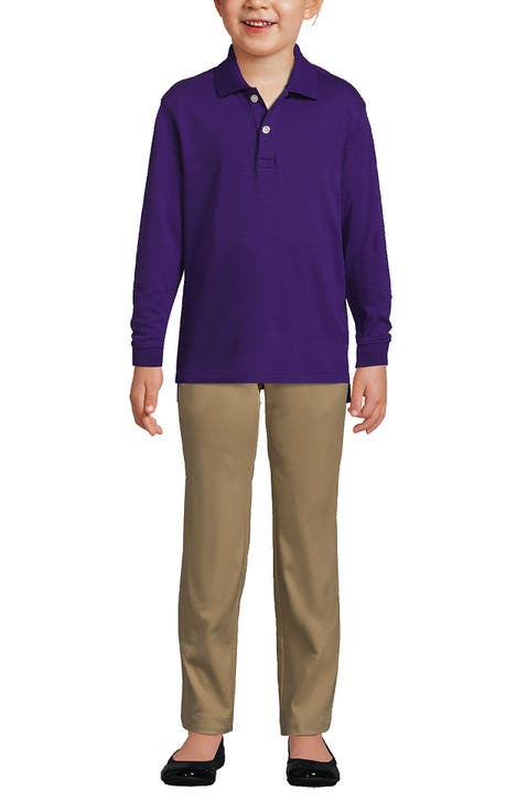 School Uniform Kids Long Sleeve Interlock Polo Shirt