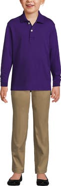 Lands' End School Uniform Kids Long Sleeve Interlock Polo Shirt