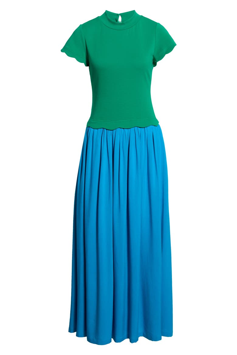Marby Mixed Media Midi Dress, Alternate, color, NAVY BLUE