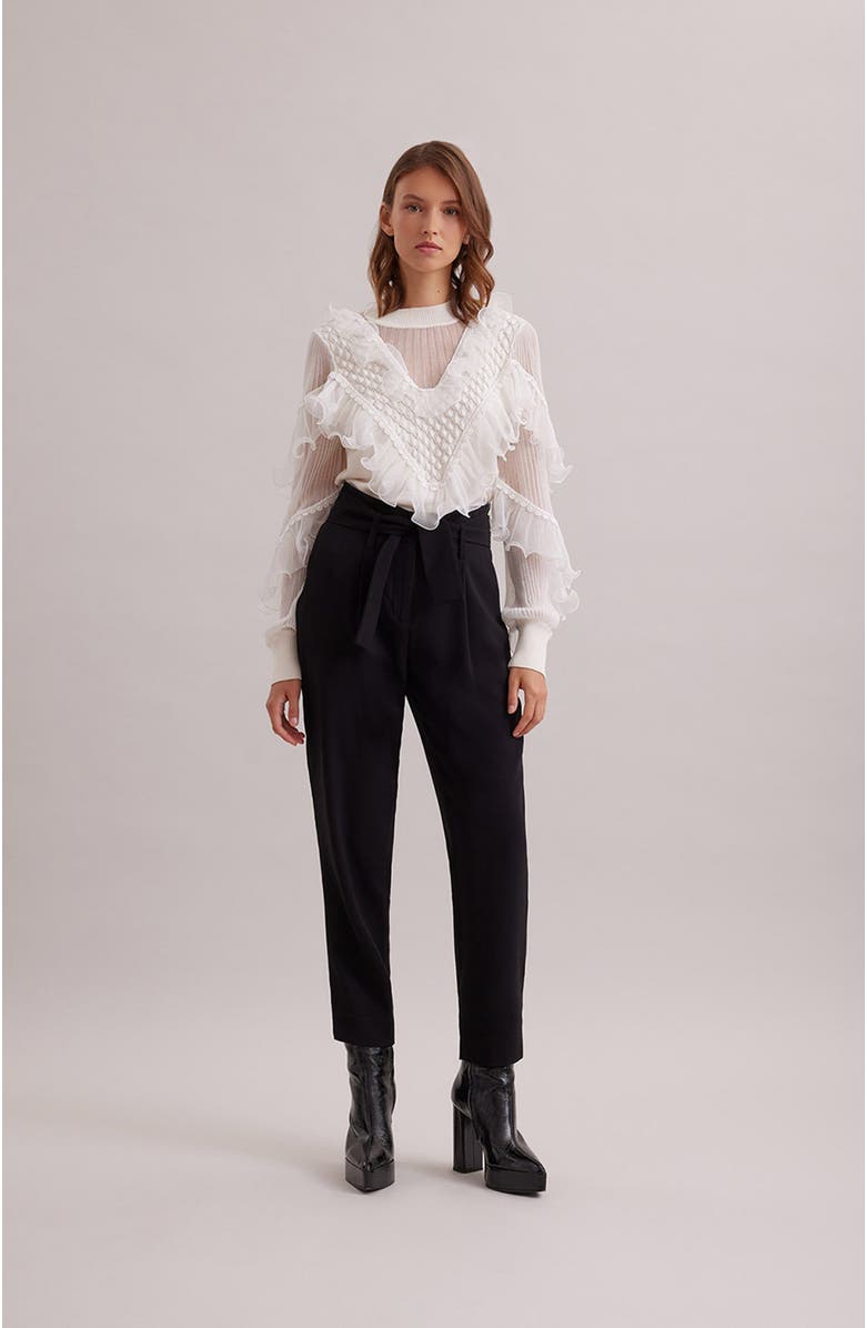 Anne Fontaine Women 's Pant  Lester Black Cotblack Cotton Cropped Pants With Tailored Fit And Zippered Waistton Cropped Pants With Tailored Fit And Zippered Waist, Alternate, color, Black