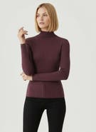 Majestic Filatures Organic Cotton Metallic Rib Mock Neck Top
