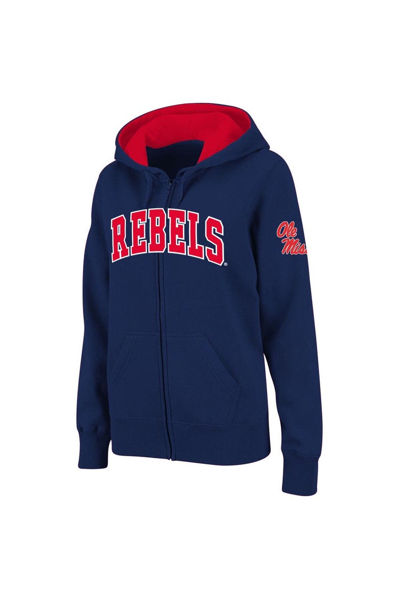 Women's Stadium Athletic Navy Ole Miss Rebels Arched Name Full-Zip Hoodie, Alternate, color, Navy