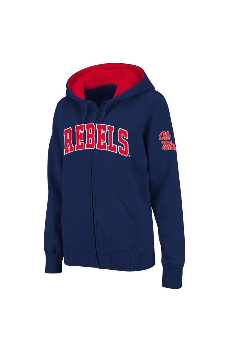 COLOSSEUM Women's Stadium Athletic Navy Ole Miss Rebels Arched Name Full-Zip Hoodie, Alternate, color, Navy