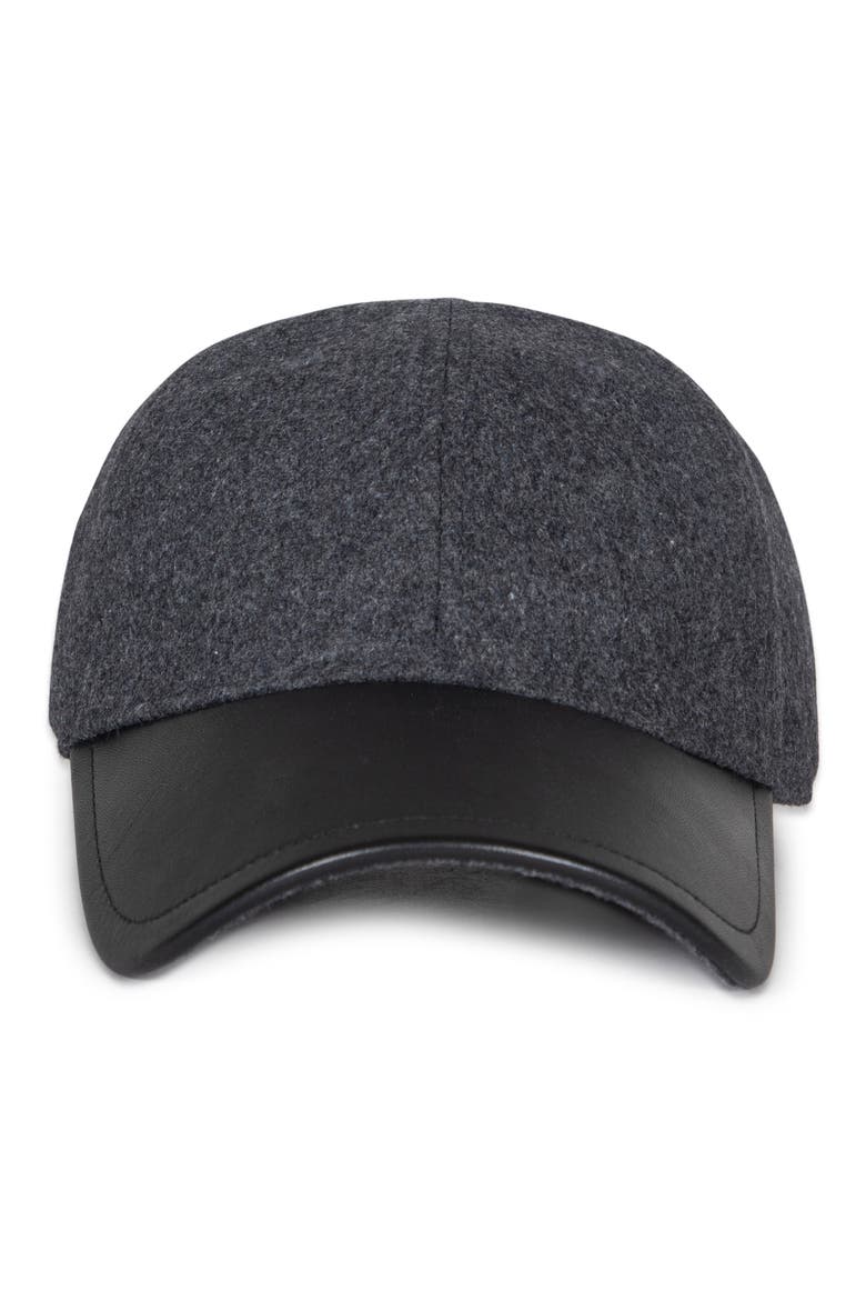 Leather Brim Baseball Cap, Alternate, color, GREY
