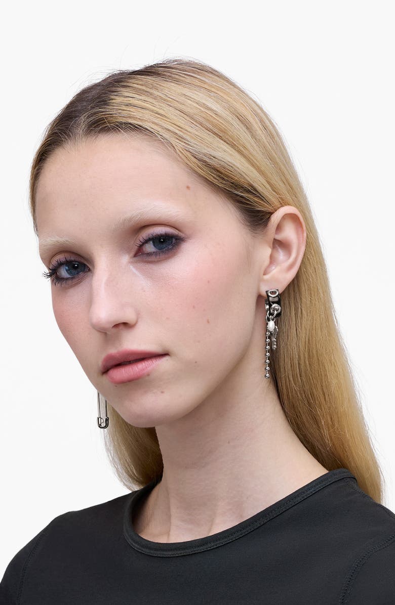 Marc Jacobs Punk Beauty Charm Drop Earrings, Alternate, color, Silver/ Black
