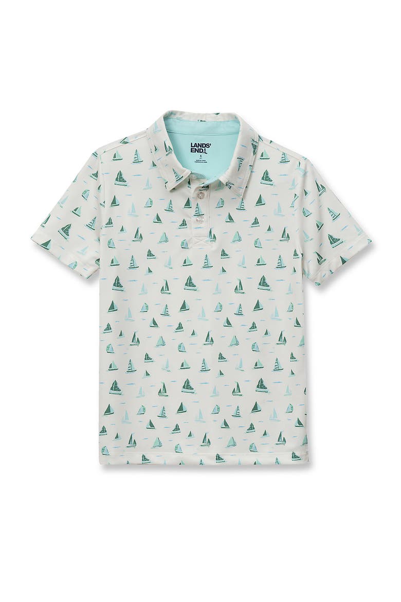 Boys Short Sleeve Performance Polo, Alternate, color, Sailboats/Ivory