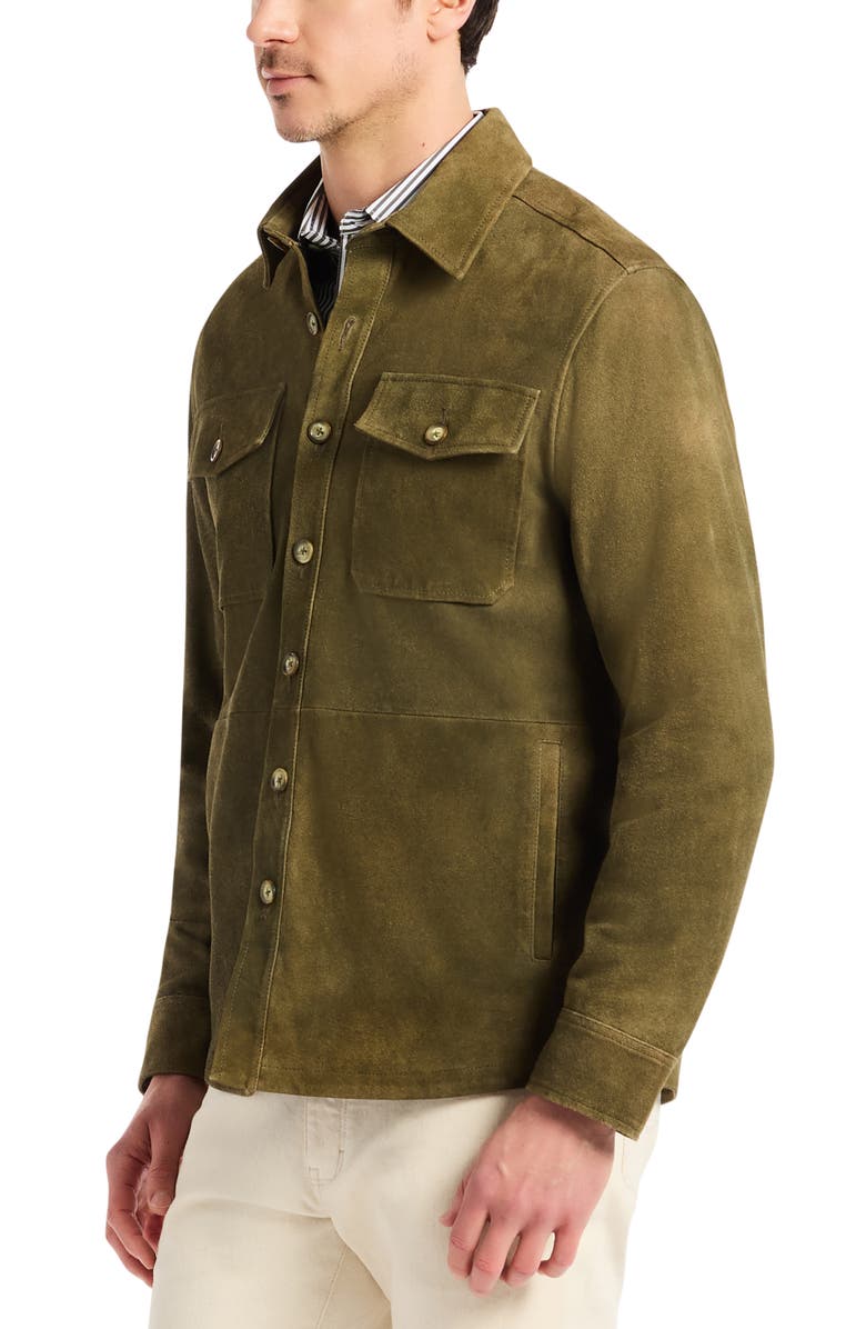 Robert Graham Manzo Goatskin Suede Field Jacket, Alternate, color, Olive