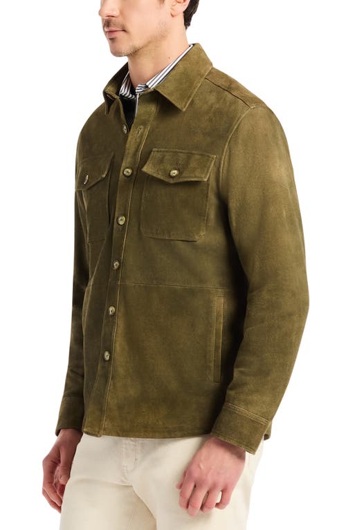 Robert Graham Manzo Goatskin Suede Field Jacket In Green
