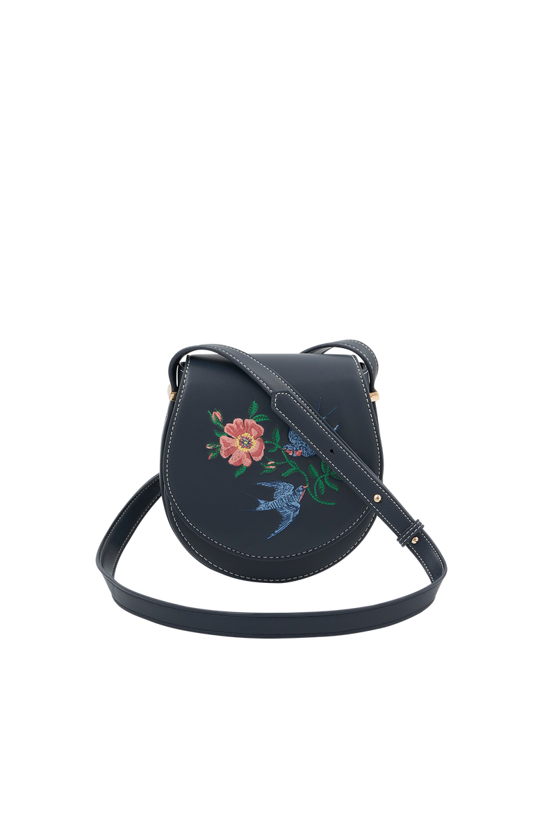 Fable England Swooping Swallows Saddle Bag, Main, color, Navy