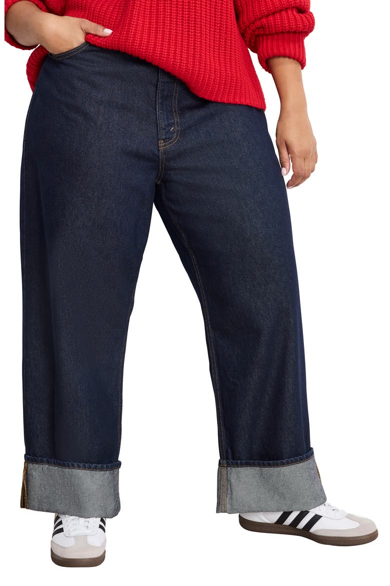 High Waist Cuffed Baggy Wide Leg Jeans, Alternate, color, INDIGO1006