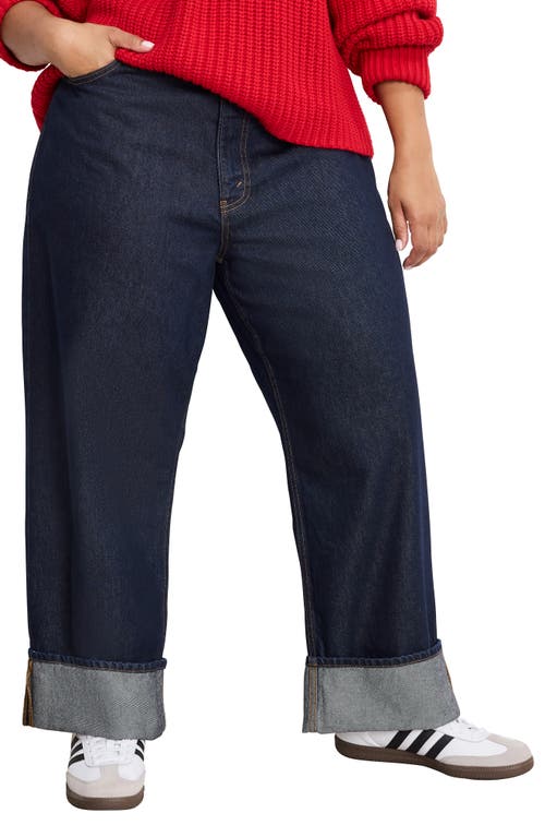 Good American Good Standard Baggy Cuffed Jeans In Indigo1006 In Blue