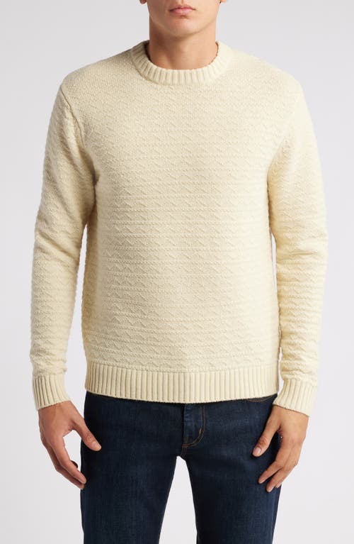 Schott NYC Wool Blend Zigzag Stitch Sweater in Off White 