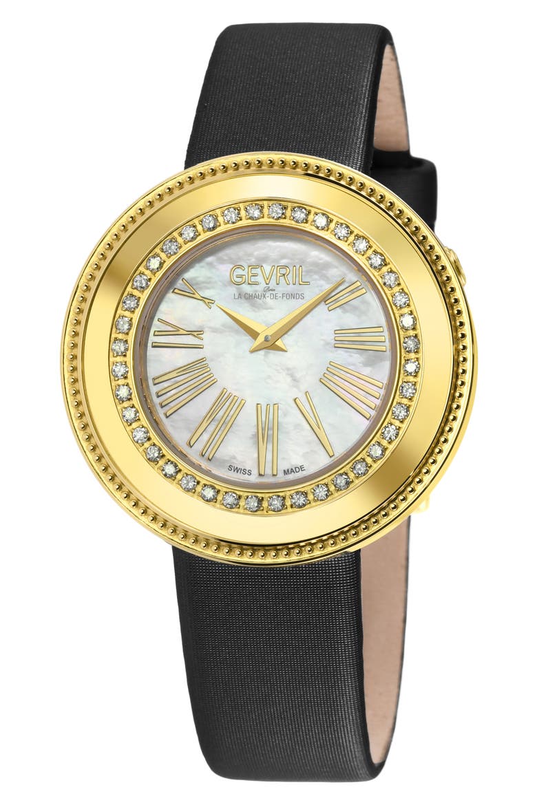 Gandria Diamond Swiss Watch, 37mm, Main, color, BLACK