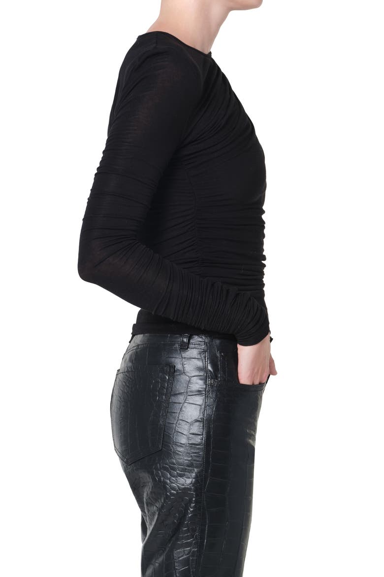 Tania Ruched Stretch Top, Alternate, color, BLACK