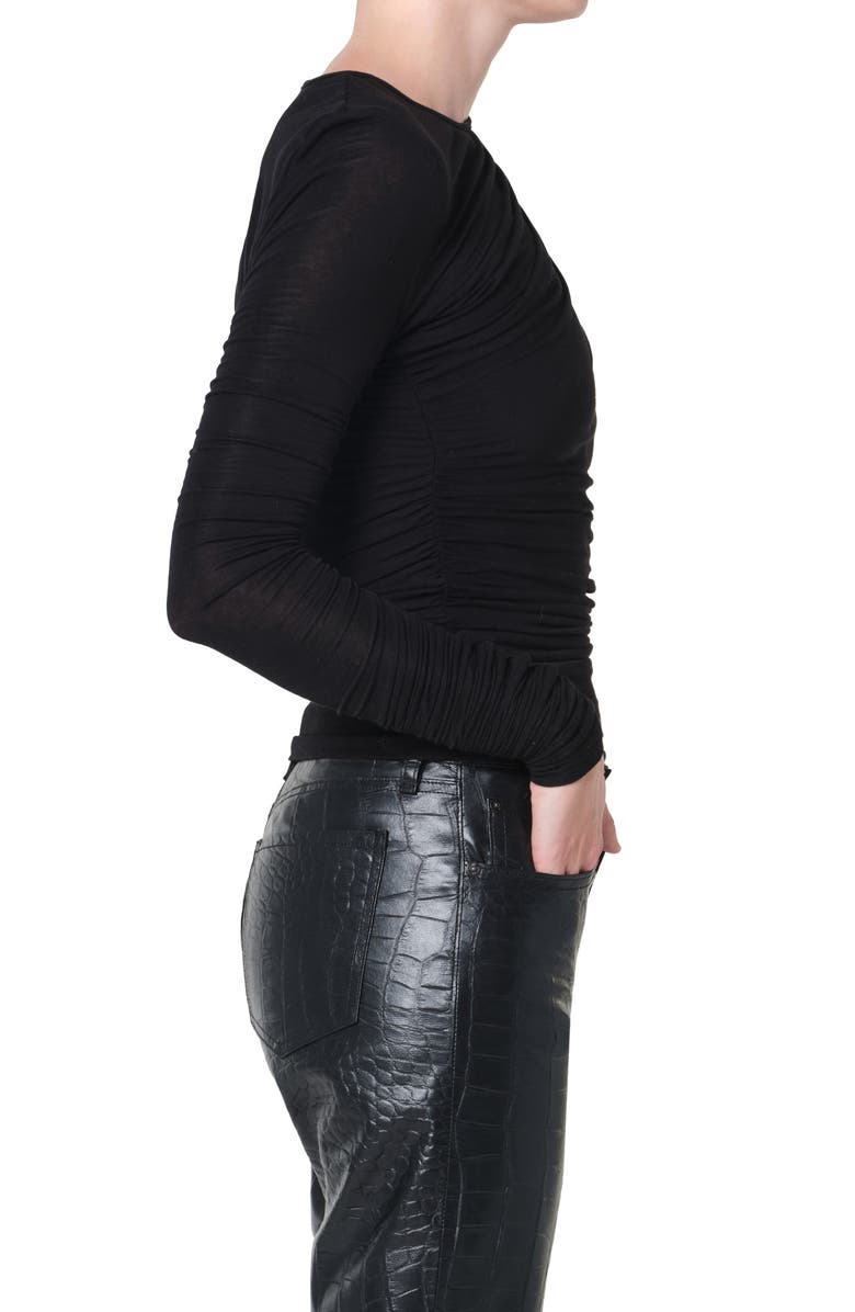 AGOLDE Tania Ruched Stretch Top, Alternate, color, Black