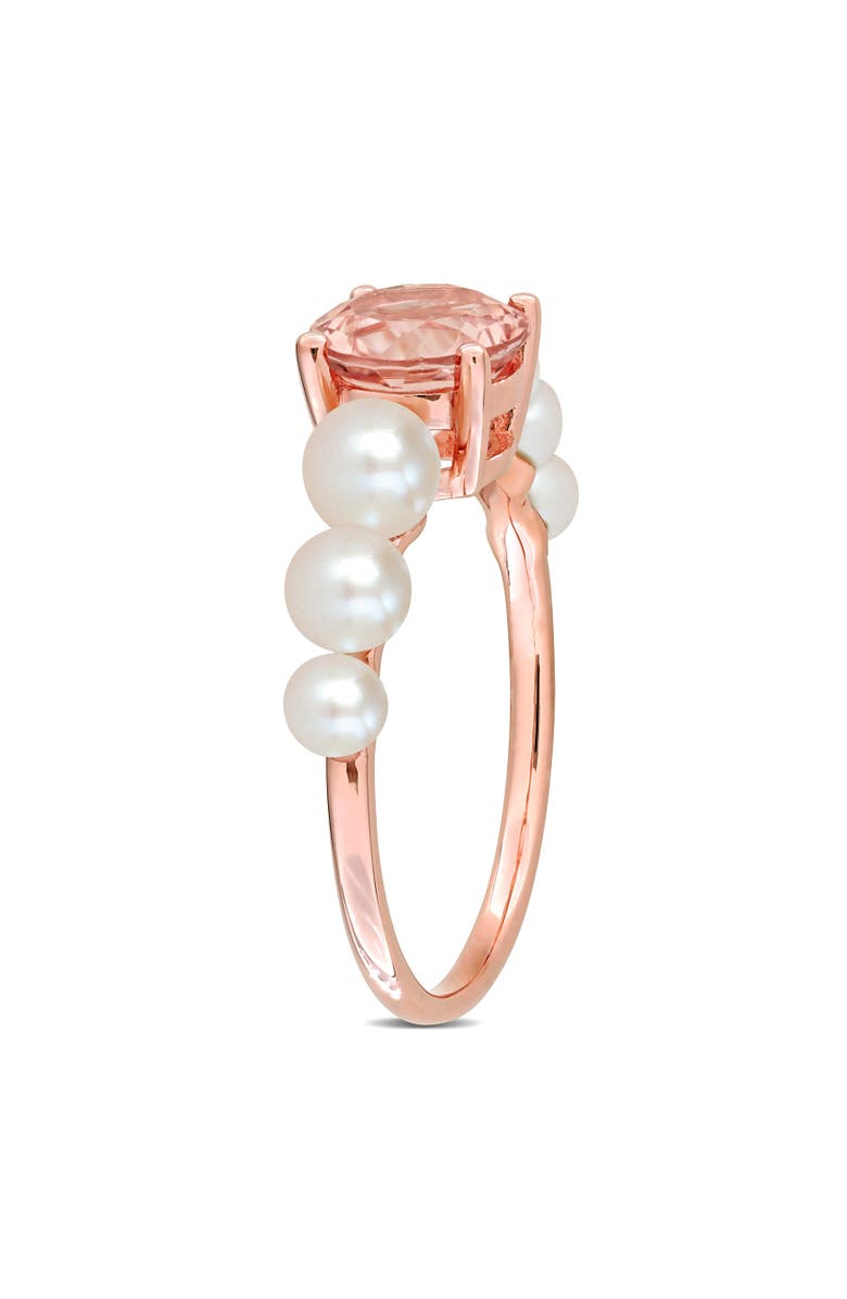 Julianna B. Morganite & Cultured Pearl Ring 10k, Alternate, color, Morganite