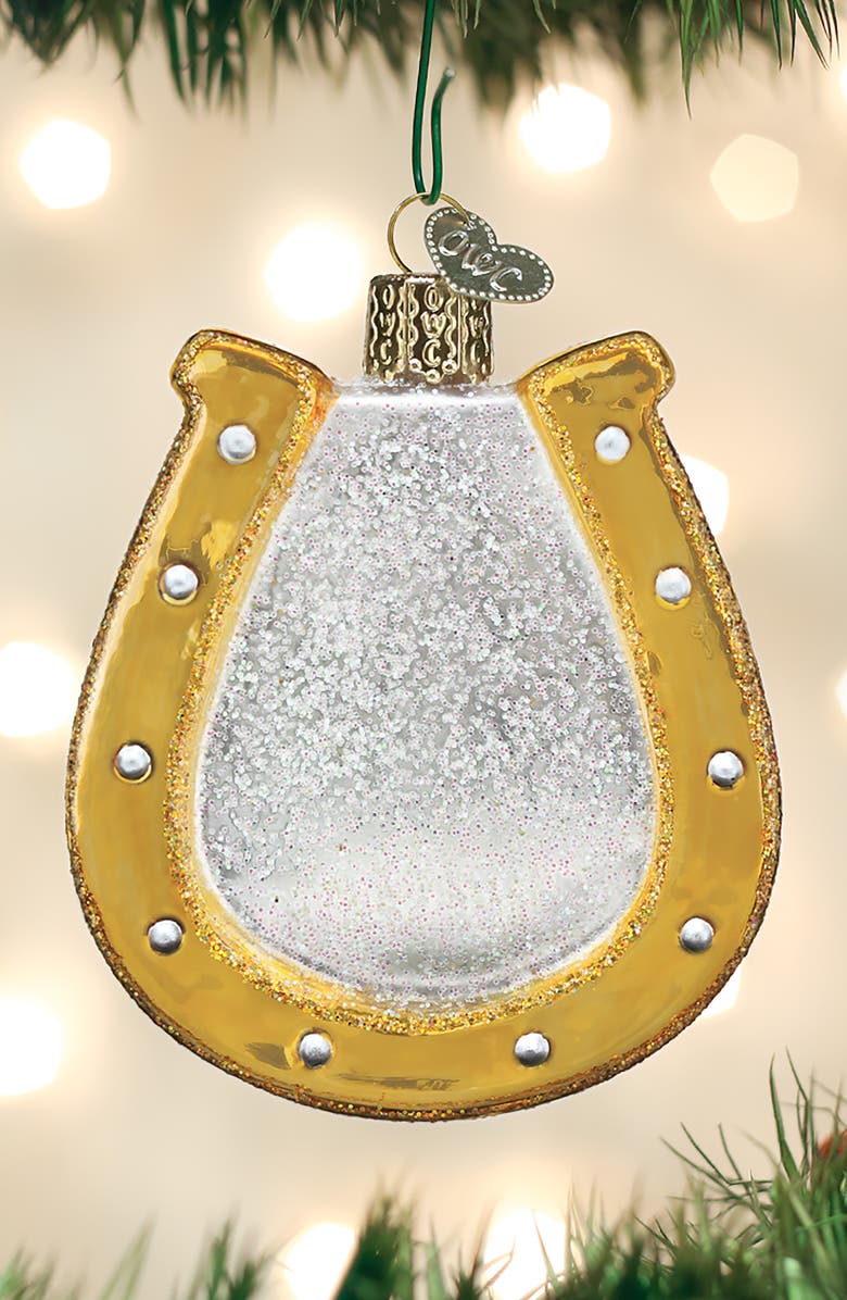 Old World Christmas Horseshoe Glass Ornament, Alternate, color, Gold Multi
