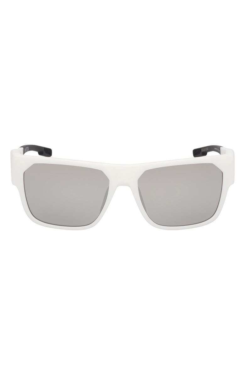adidas 57mm Navigator Sunglasses, Main, color, White / Smoke Mirror