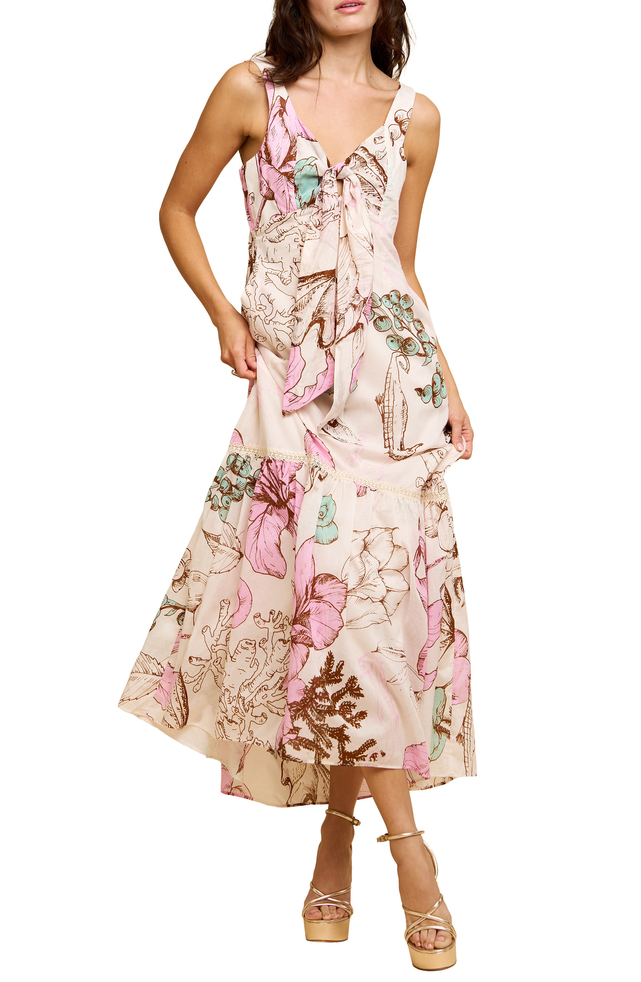 CIEBON Miyui Floral Print Sleeveless Maxi Dress