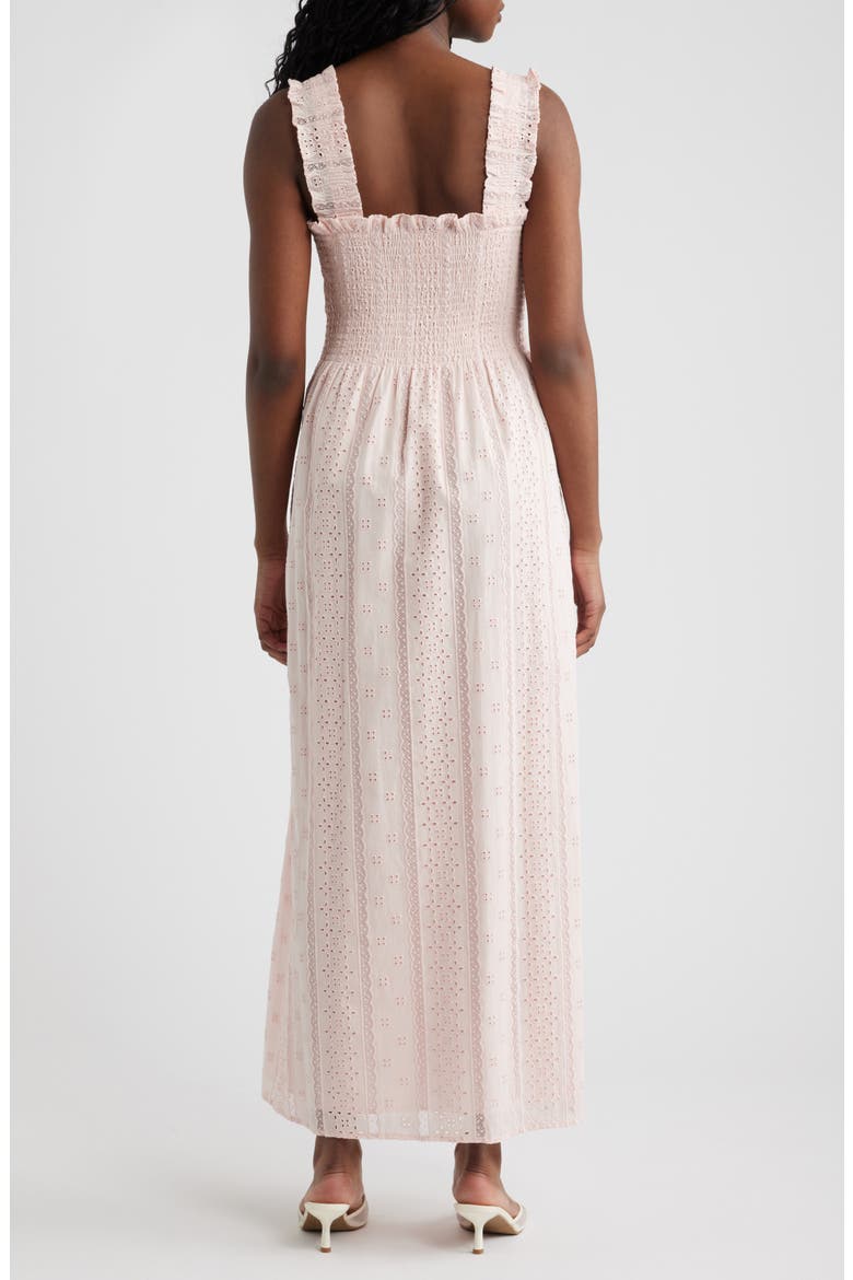 Rosetta Nap Smocked Bodice Cotton Broderie Anglaise Sundress, Alternate, color, POWDER PINK