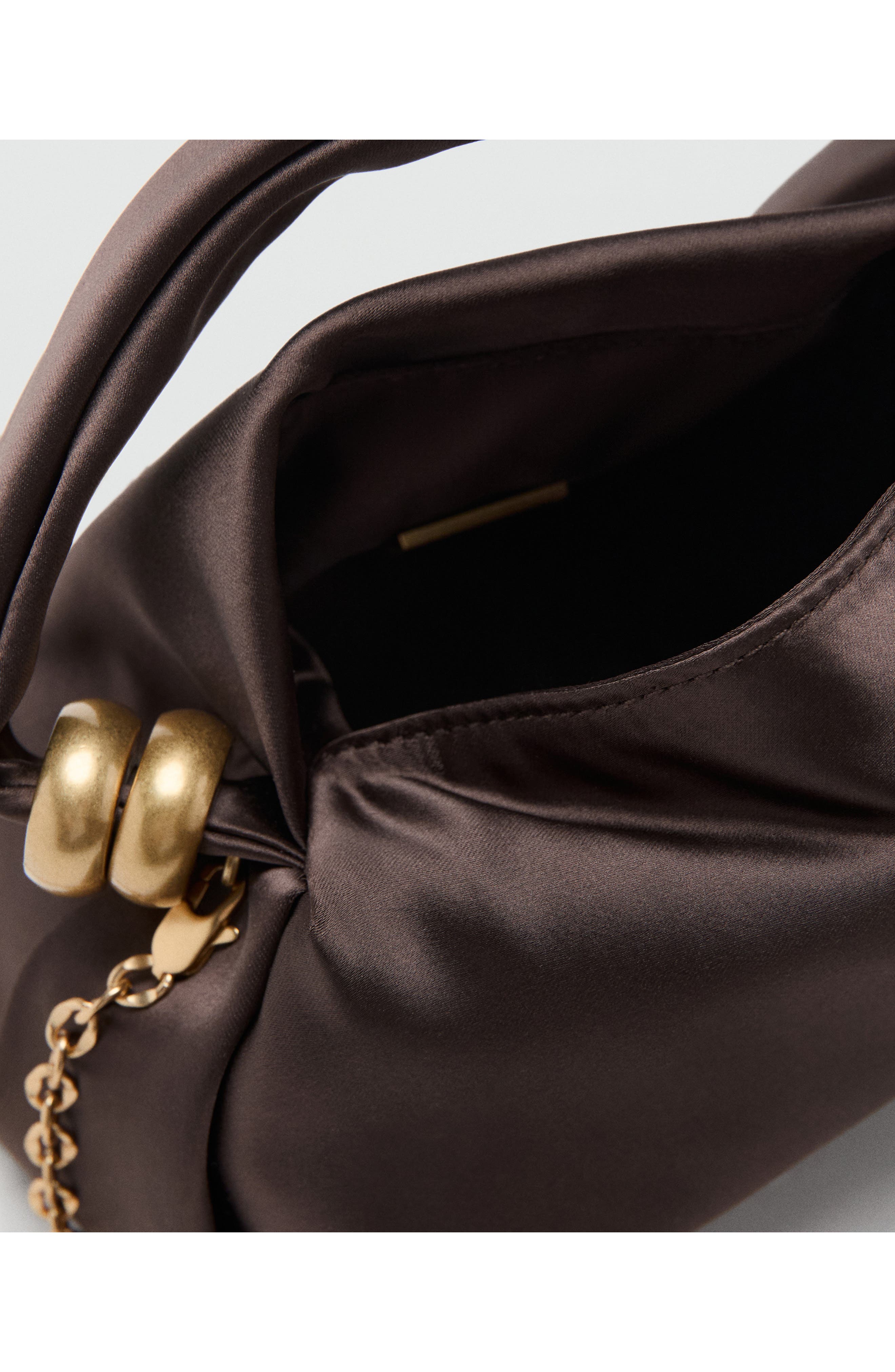 Satin Top Handle Bag, Alternate, color, CHOCOLATE