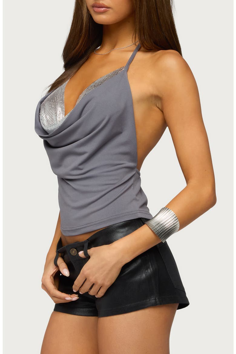Noe Cowl Neck Halter Top, Alternate, color, GRAY