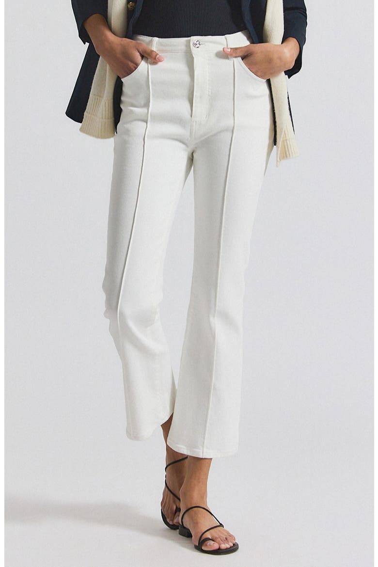 Perce Pintuck Pleat Comfort Stretch Crop Jeans, Main, color, BLANC DE BLANC