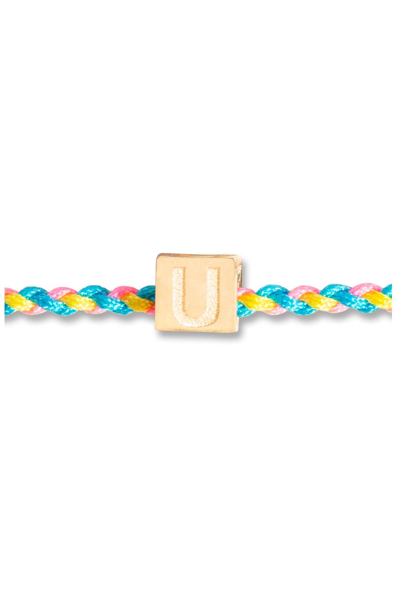 Mini Block Initial Friendship Bracelet, Alternate, color, 14K YELLOW GOLD - U