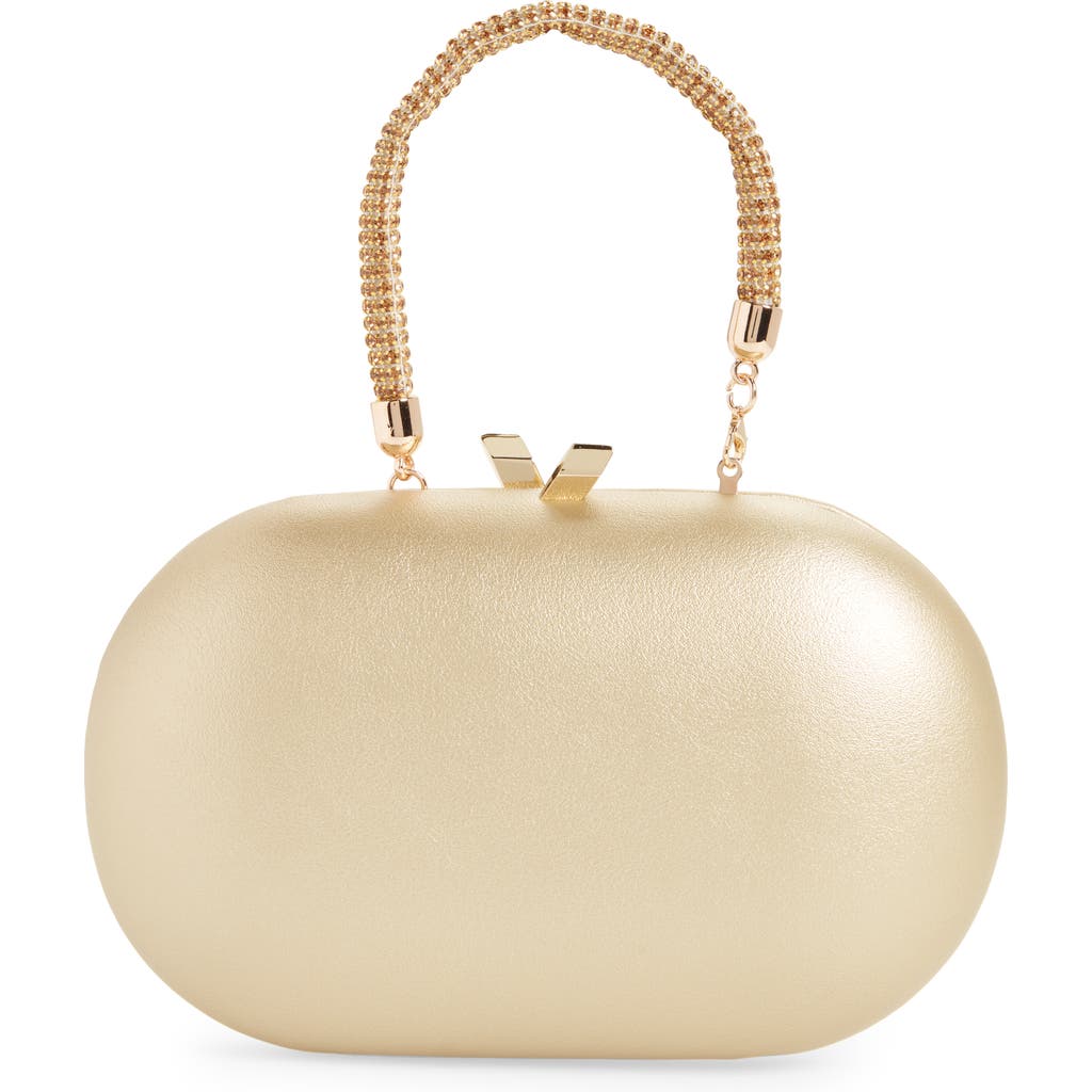 Olga Berg Anya Crystal Handle Clutch In Gold