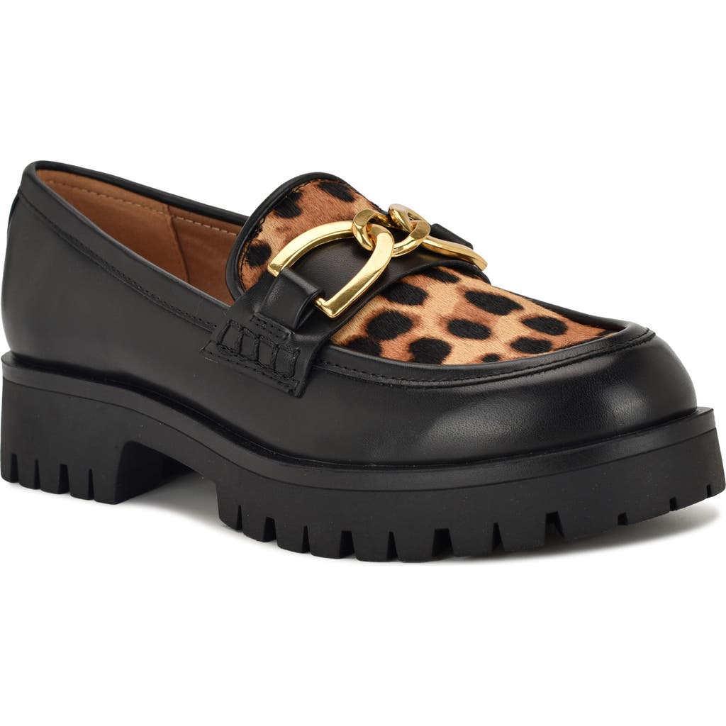 Nine West Gables Genuine Calf Hair Lug Sole Loafer In Black