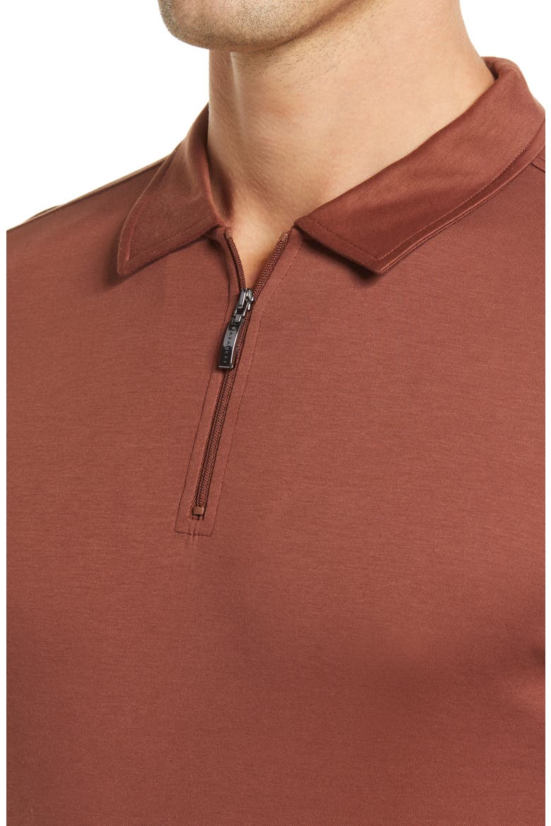 Georgia Long Sleeve Zip Polo, Alternate, color, RUST