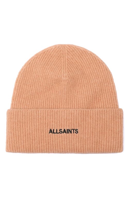 Allsaints Underground Rib Beanie In Orange