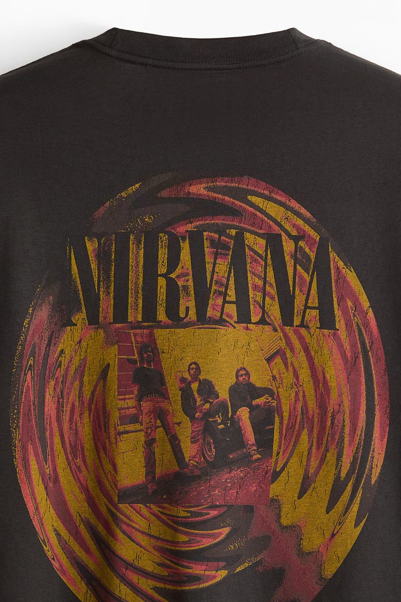 Relaxed-Fit Printed Cotton T-Shirt, Alternate, color, Washed black/Nirvana