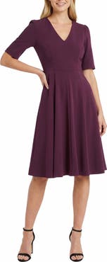 Maggy London V-Neck Short Sleeve Fit & Flare Dress