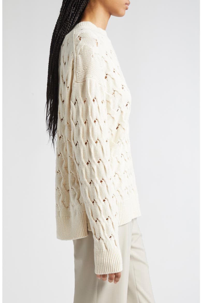 Cable Stitch Cashmere & Silk Sweater, Alternate, color, CLOUD