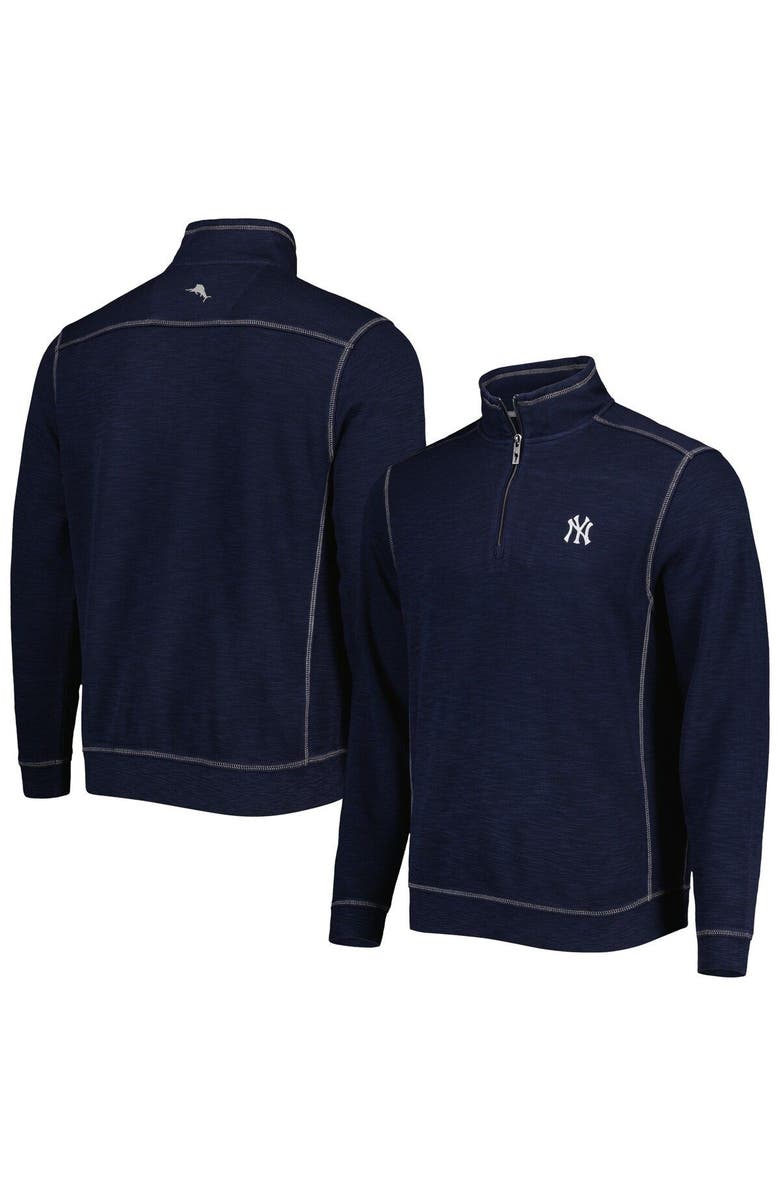 Tommy Bahama Men's Tommy Bahama Navy New York Yankees Tobago Bay Tri-Blend Half-Zip Jacket, Alternate, color,